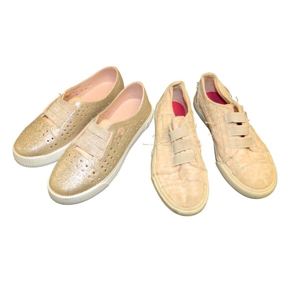 Blowfish Malibu Ruby Rose Gold Metallic Slip On Size 2 & Maura Kids 1 Canvas - Picture 1 of 12